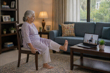 Elderly mobility physiotherapy exercises for balance and strength at home