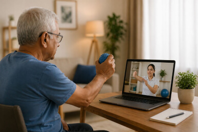 Online neuro rehabilitation session for stroke and nerve recovery at home